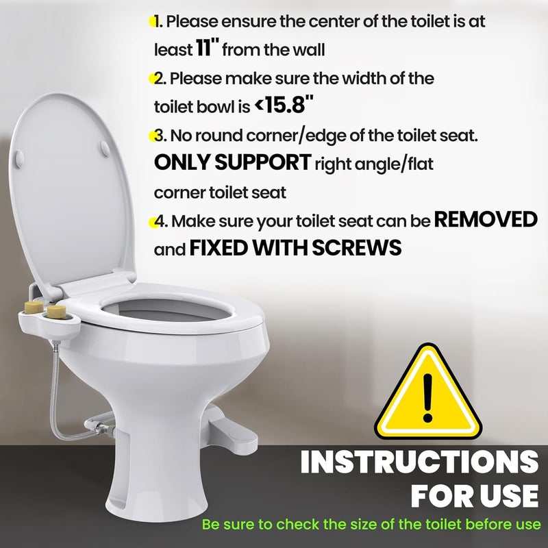 Terapaton RV Bidet Seat Attachment with Dual Nozzles, Self-Cleaning, Rear/Front Cleaning, Non-Electric, Adjustable Water Pressure, Fresh Water RV Bidet Sprayer | Upgrade Toilet in Minutes (Bamboo) - Image 4